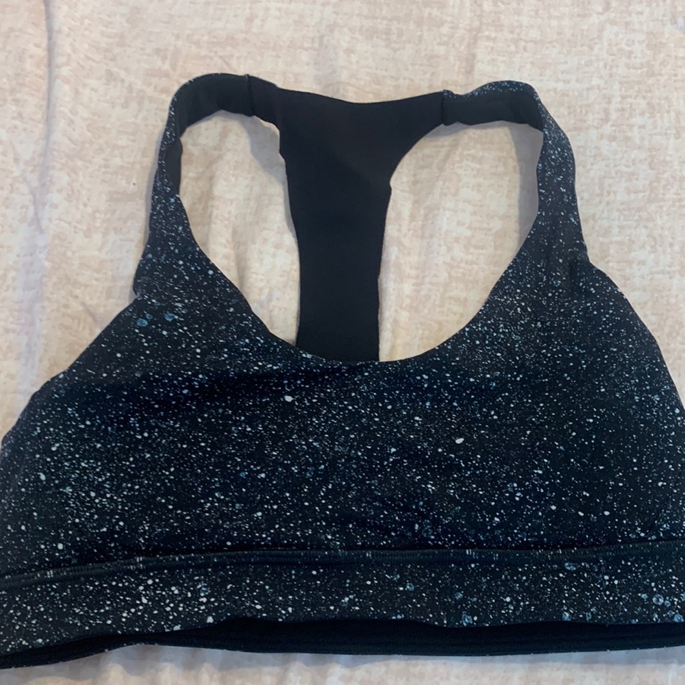 Lululemon sports bra fun black color with white splatter dots